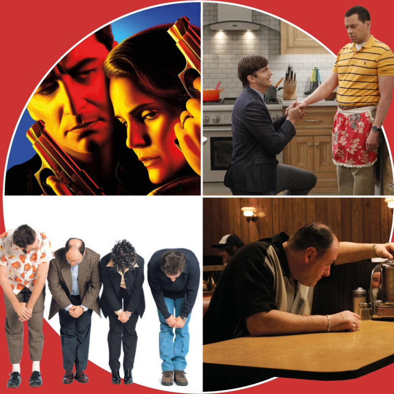 "The Americans" und "Seinfeld" (c) Netflix / "Die Sopranos" (c) Sky / "Two and a Half Men" (c) Amazon Prime Video