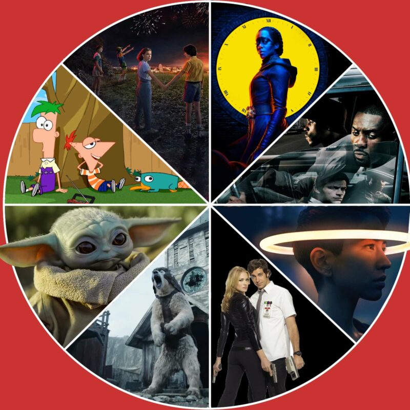 "Stranger Things" (c) Netflix / "The Mandalorian", "Phineas & Ferb", "Devs" (c) Disney / "The Wire", "Watchmen", "His Dark Materials" (c) Sky Deutschland / "Chuck" (c) Amazon Prime Video