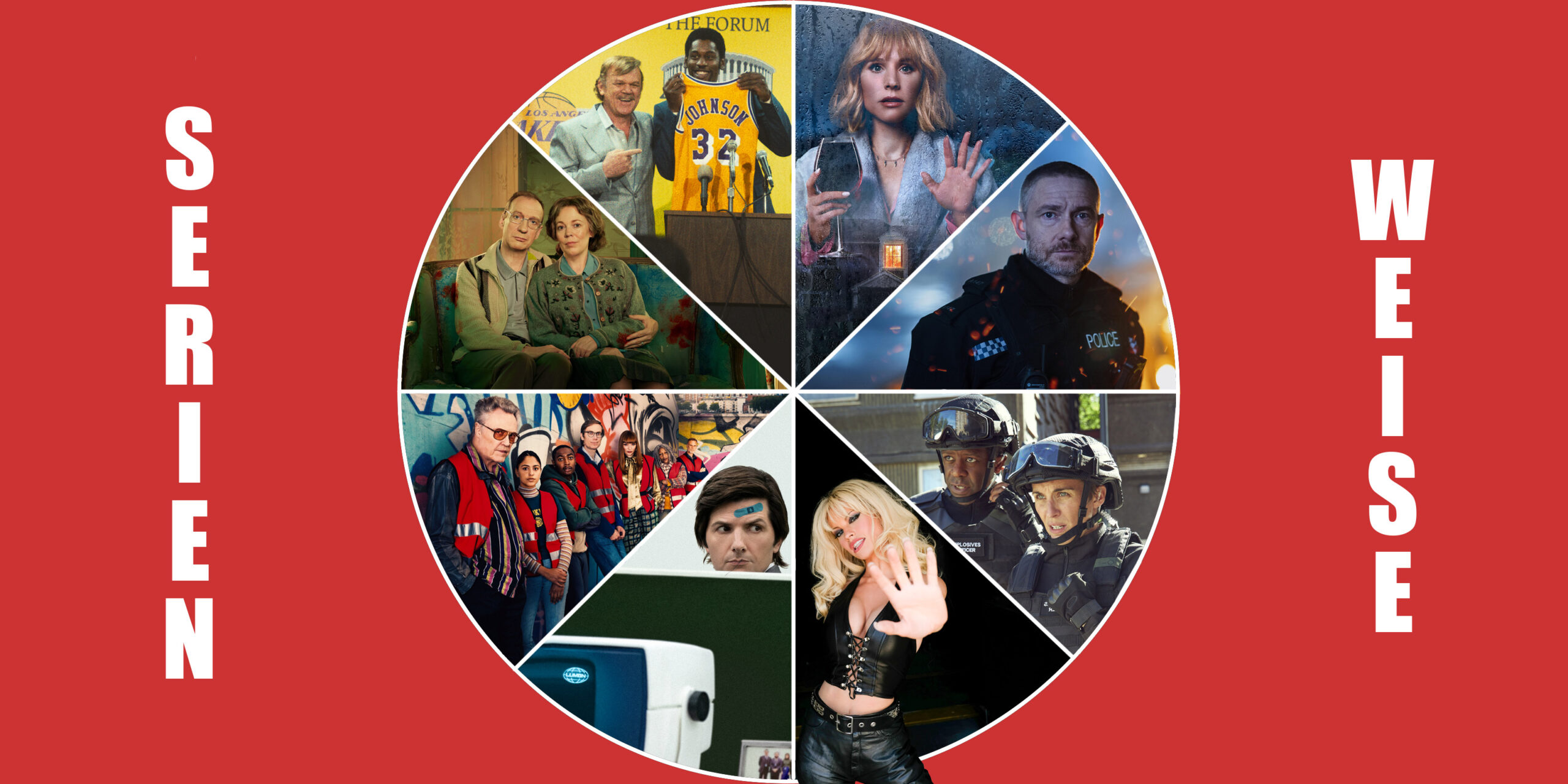 "Winning Time", "Landscapers" (c) Sky Deutschland / "Severance" (c) Apple / "Pam & Tommy" (c) Disney / "The Woman in the House..." (c) Netflix / "Trigger Point" (c) ITV / "The Responder", "The "Outlaws" (c) BBC