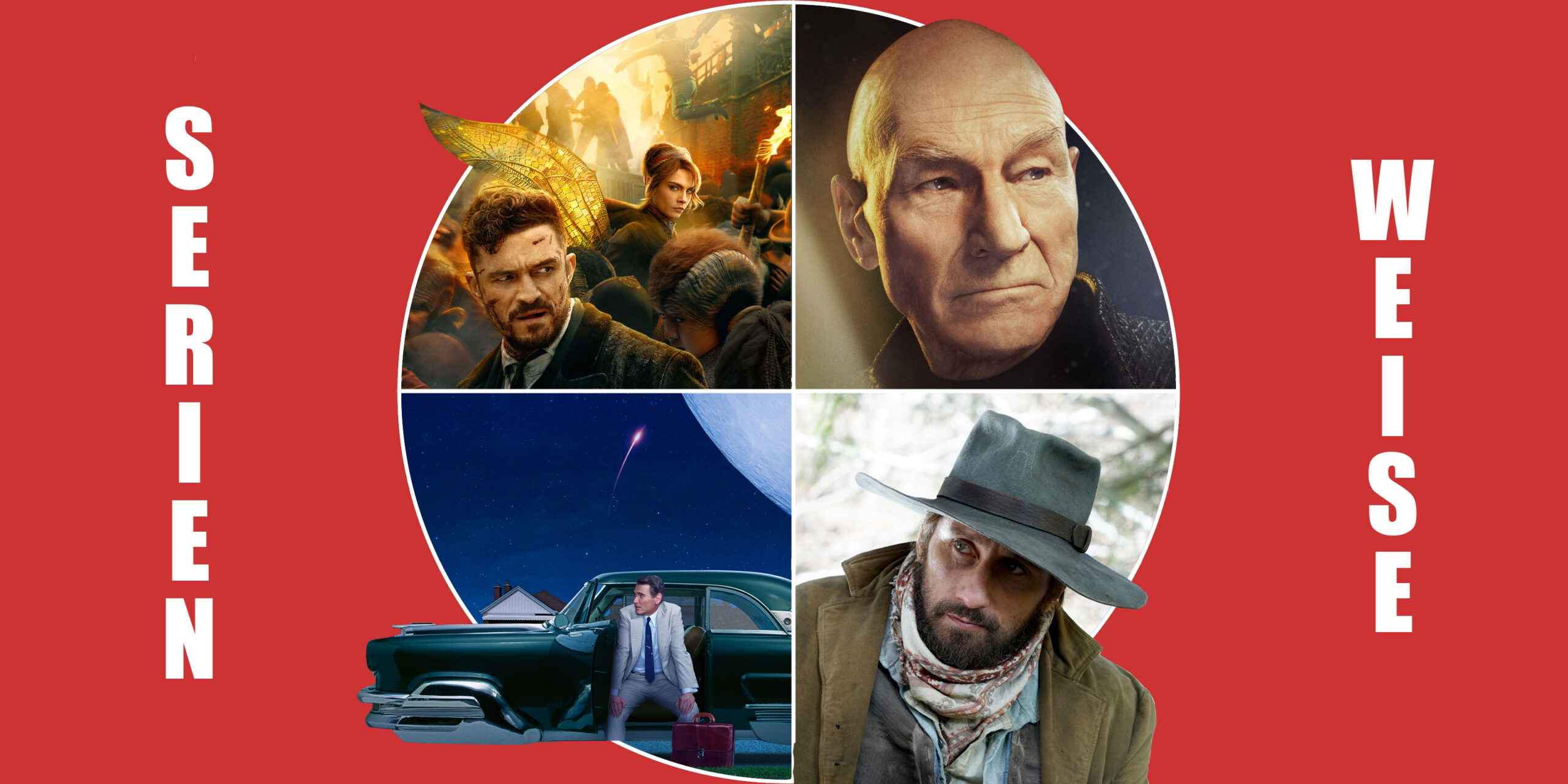 "Star Trek: Picard" und "Carnival Row" (c) Prime Video / "Hello Tomorrow" (c) Apple TV+ / "Django" (c) Wow