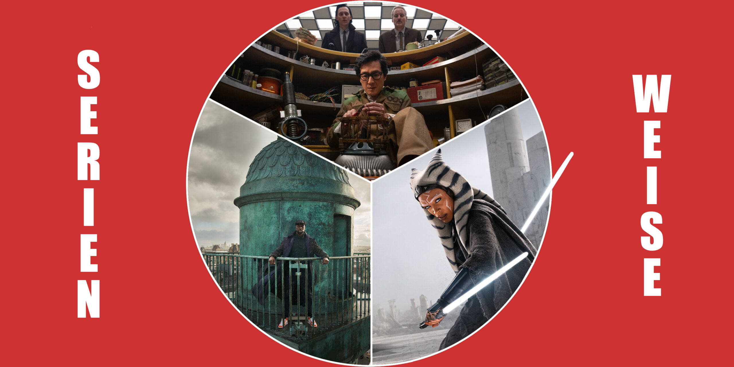 "Loki" und "Star Wars: Ashoka" (c) Disney+ / "Lupin" (c) Netflix